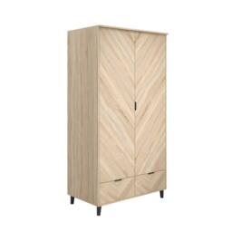 Wyld Haus Chevron 2 Door Wardrobe with 2 Drawers Natural Oak Accent - thumbnail 2