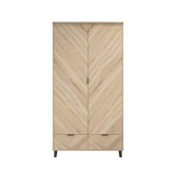 Wyld Haus Chevron 2 Door Wardrobe with 2 Drawers Natural Oak Accent - thumbnail 4