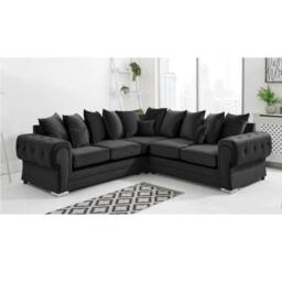 Furniture 786 Verona Scatter Back Plush Velvet 2c2 Corner Sofa in Black - thumbnail 1