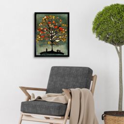 "Artery8 Wall Art Print Quirky Abstract Autumn Tree Art Framed in Black - Size: W12"" x H16""" - thumbnail 2