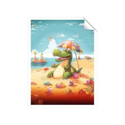 "Warren Reed - Designer A Crocodile On A Beach Holiday Unframed Art Print - Size: W20"" x H30""" - thumbnail 2