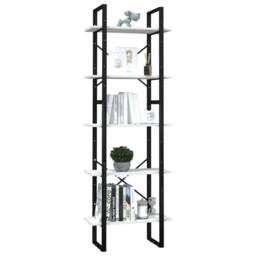 Berkfield Home 5-Tier Book Cabinet White 60x30x175 cm Pinewood - Size: 60 x 30 x 175 cm - thumbnail 3