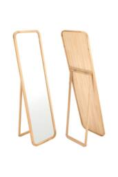 Living and Home 45x155cm Tempered Glass Full-Length Mirror with Stand & Pine Frame in Natural - Size: 45x155 cm - thumbnail 4