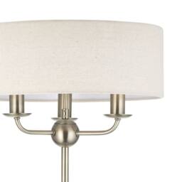 First Choice Lighting Chippenham - Antique Brass 150cm Floor Lamp with Natural Linen Shade in Bronze - thumbnail 3