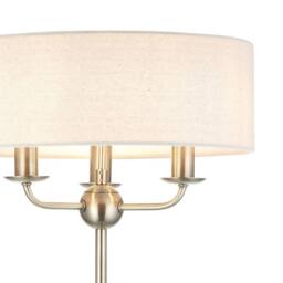 First Choice Lighting Chippenham - Antique Brass 150cm Floor Lamp with Natural Linen Shade in Bronze - thumbnail 4