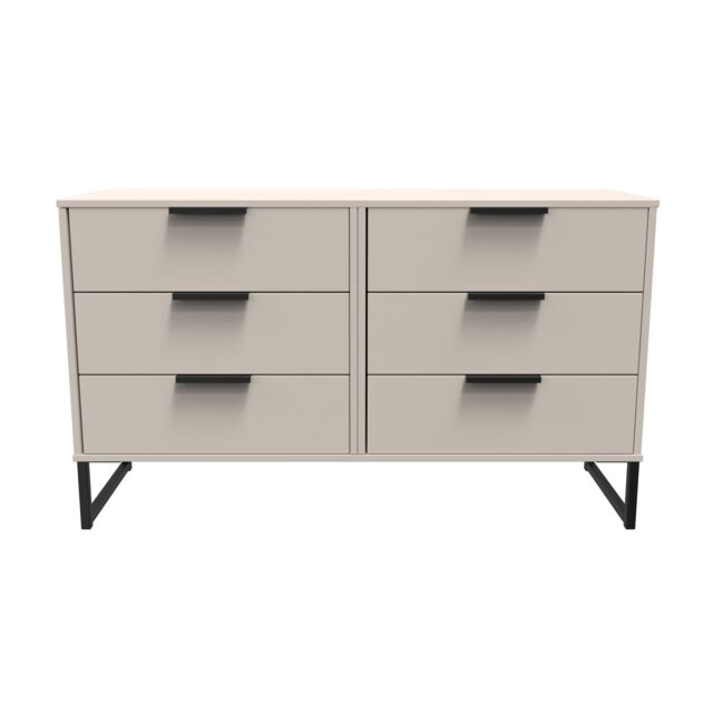 Ready Assembled 2 U Fuji 6 Drawer Wide Chest (Ready Assembled) in Taupe - image 1