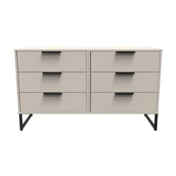 Ready Assembled 2 U Fuji 6 Drawer Wide Chest (Ready Assembled) in Taupe - thumbnail 1