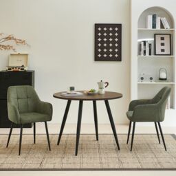 SONARA Modern Set of 2 Dining Chairs with Plush Chenille Fabric in Green - thumbnail 5