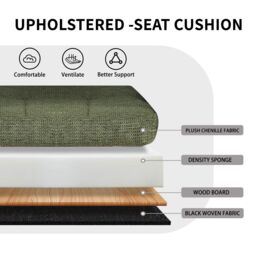 SONARA Modern Set of 2 Dining Chairs with Plush Chenille Fabric in Green - thumbnail 7
