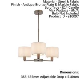Loops Ceiling Pendant Light Antique Bronze & Marble Fabric 3 x 40W E14 e10097 - thumbnail 2
