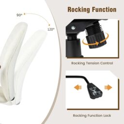 Costway Velvet Leisure Chair Adjustable Swivel Home Office Chair Rolling Computer Chair Beige - thumbnail 5