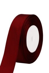 Neel Blue Double Sided Satin Polyester Ribbon Roll, 25mm x 25 Metres in Burgundy - thumbnail 1