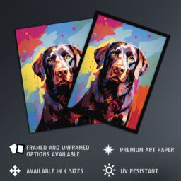 "Artery8 Wall Art Print Chocolate Labrador Retriever Dog Lover Gift Pet Portrait Colourful Artwork Painting Poster - Size: W18"" x H24""" - thumbnail 2