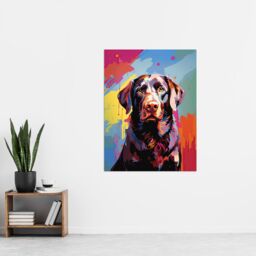 "Artery8 Wall Art Print Chocolate Labrador Retriever Dog Lover Gift Pet Portrait Colourful Artwork Painting Poster - Size: W18"" x H24""" - thumbnail 4