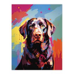"Artery8 Wall Art Print Chocolate Labrador Retriever Dog Lover Gift Pet Portrait Colourful Artwork Painting Poster - Size: W18"" x H24""" - thumbnail 1