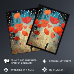 Artery8 Poppy Dreams Oil Painting Kids Bedroom Child In Wildflower Meadow Of Giant Poppies Unframed Wall Art Print Poster Home Decor Premium - thumbnail 2