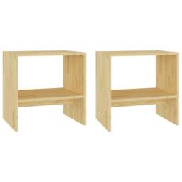 Berkfield Home Beautiful Bedside Cabinets 2 pcs 40x30.5x40 cm Solid Pinewood in Natural - thumbnail 3