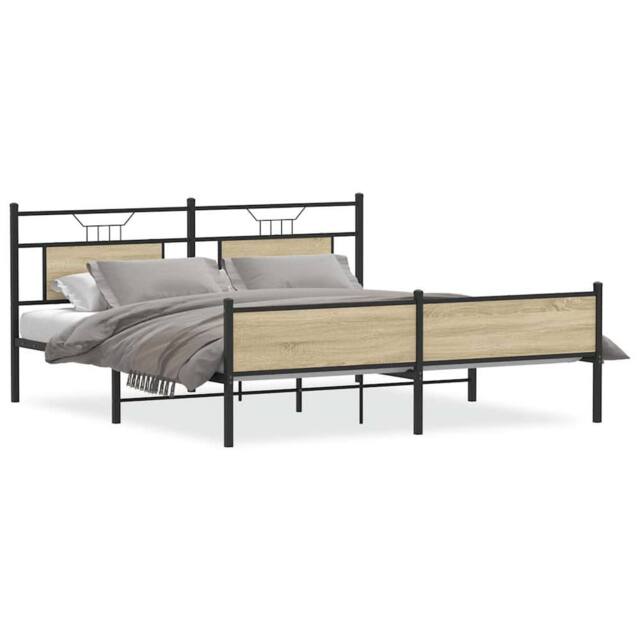 Berkfield Home Metal Bed Frame without Mattress Sonoma Oak 180x200 cm Super King in Brown - image 1