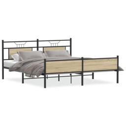 Berkfield Home Metal Bed Frame without Mattress Sonoma Oak 180x200 cm Super King in Brown - thumbnail 1