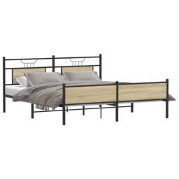 Berkfield Home Metal Bed Frame without Mattress Sonoma Oak 180x200 cm Super King in Brown - thumbnail 3
