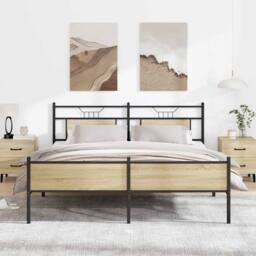 Berkfield Home Metal Bed Frame without Mattress Sonoma Oak 180x200 cm Super King in Brown - thumbnail 2