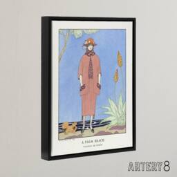 "Artery8 A Palm Beach Fashion Advert Barbier Black Framed Canvas Wall Art in Blue - Size: W12"" x H16""" - thumbnail 2