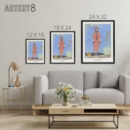 "Artery8 A Palm Beach Fashion Advert Barbier Black Framed Canvas Wall Art in Blue - Size: W12"" x H16""" - thumbnail 4