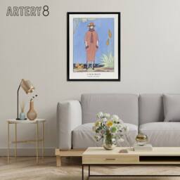 "Artery8 A Palm Beach Fashion Advert Barbier Black Framed Canvas Wall Art in Blue - Size: W12"" x H16""" - thumbnail 3