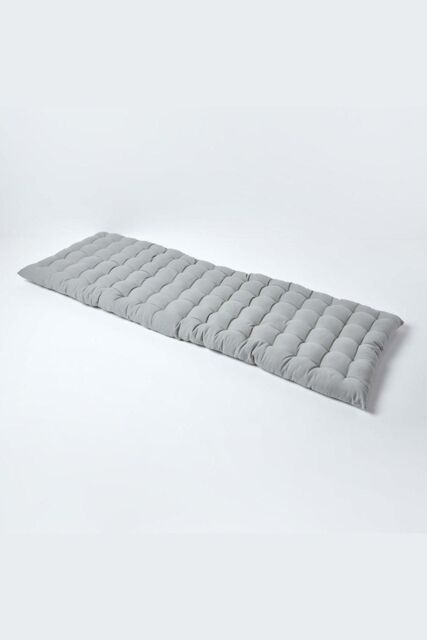 Homescapes Garden Bench Cushion Luxury 3 Seater Cotton Indoor Outdoor Pad, 143 x 48cm in Grey - Size: 143 x 48 cm - image 1