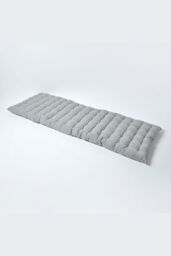 Homescapes Garden Bench Cushion Luxury 3 Seater Cotton Indoor Outdoor Pad, 143 x 48cm in Grey - Size: 143 x 48 cm