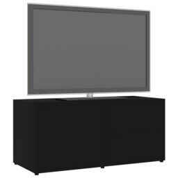 Berkfield Home TV Cabinet Black 80x34x36 cm Engineered Wood - Size: 80 x 34 x 36 cm - thumbnail 4