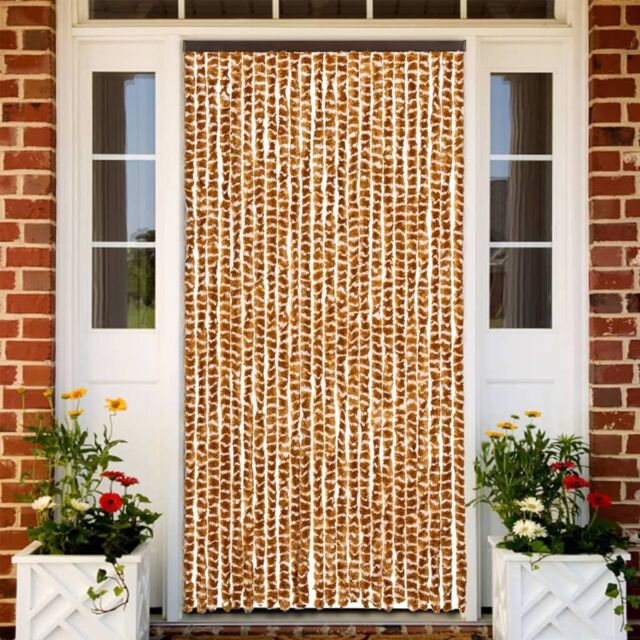 Berkfield Home Insect Curtain Ochre & White 100x220 cm Chenille in Yellow - image 1