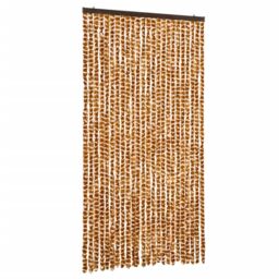 Berkfield Home Insect Curtain Ochre & White 100x220 cm Chenille in Yellow - thumbnail 2