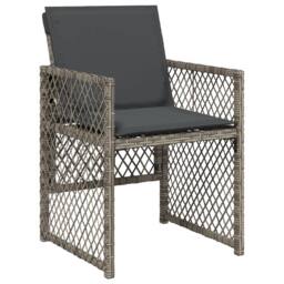 Berkfield Home 9 Piece Garden Dining Set with Cushions Grey Poly Rattan in Black - thumbnail 6
