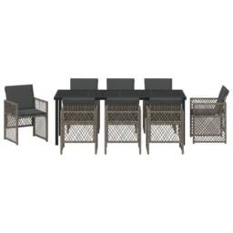 Berkfield Home 9 Piece Garden Dining Set with Cushions Grey Poly Rattan in Black - thumbnail 7