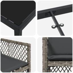 Berkfield Home 9 Piece Garden Dining Set with Cushions Grey Poly Rattan in Black - thumbnail 9
