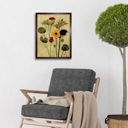 "Artery8 Wall Art Print Colourful Abstract Autumn Wildflowers Art Framed in Brown - Size: W12"" x H16""" - thumbnail 2