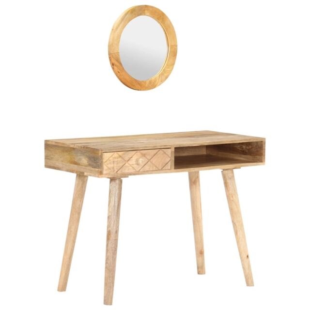 Berkfield Home Dressing Table 100x50x76 cm Solid Mango Wood in Brown - Size: 100 x 50 x 76 cm - image 1