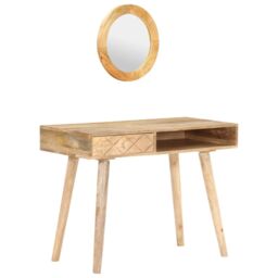 Berkfield Home Dressing Table 100x50x76 cm Solid Mango Wood in Brown - Size: 100 x 50 x 76 cm - thumbnail 1
