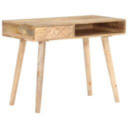 Berkfield Home Dressing Table 100x50x76 cm Solid Mango Wood in Brown - Size: 100 x 50 x 76 cm - thumbnail 2