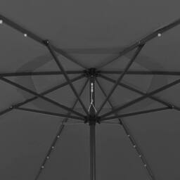 Berkfield Home Outdoor Parasol with LED Lights & Metal Pole 400 cm Anthracite in Dark Grey - thumbnail 4