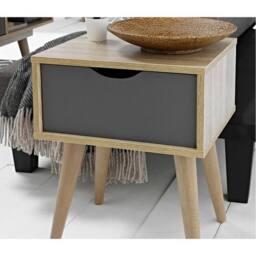 Lemon Pavilion Furniture Scandi Oak Lamp Table - MDF - L36 x W40 x H49.6 cm - Grey - Size: 1 Pack - thumbnail 2