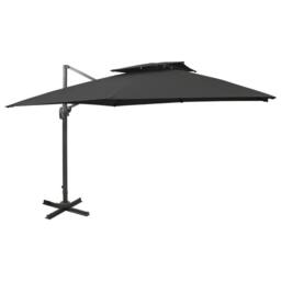 Berkfield Home Cantilever Umbrella with Double Top 300x300 cm Black - thumbnail 1
