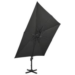 Berkfield Home Cantilever Umbrella with Double Top 300x300 cm Black - thumbnail 2