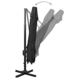 Berkfield Home Cantilever Umbrella with Double Top 300x300 cm Black - thumbnail 4