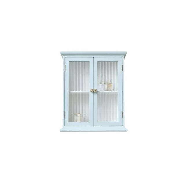 Melody Maison Duck Egg Blue Reeded Glass Wall Cabinet in Baby Blue - image 1