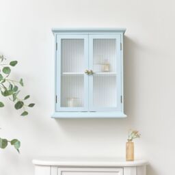 Melody Maison Duck Egg Blue Reeded Glass Wall Cabinet in Baby Blue - thumbnail 5