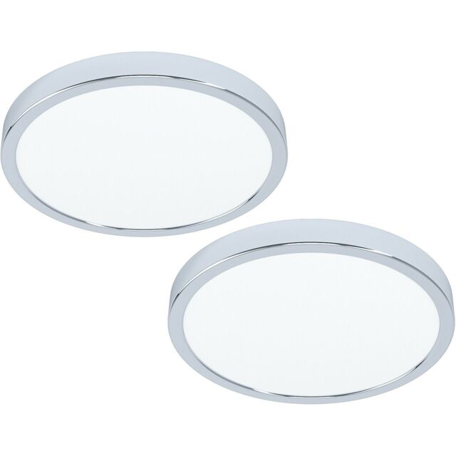 Loops 2 PACK Wall Flush Ceiling Light Colour Chrome Shade Round White Plastic LED 20W - image 1