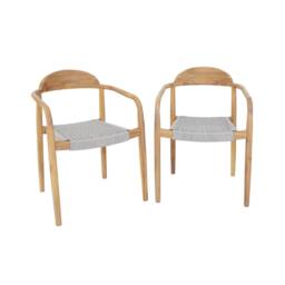 sweeek Set of 2 acacia wood armchairs with resin seat in Beige - thumbnail 2