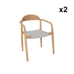 sweeek Set of 2 acacia wood armchairs with resin seat in Beige - thumbnail 7